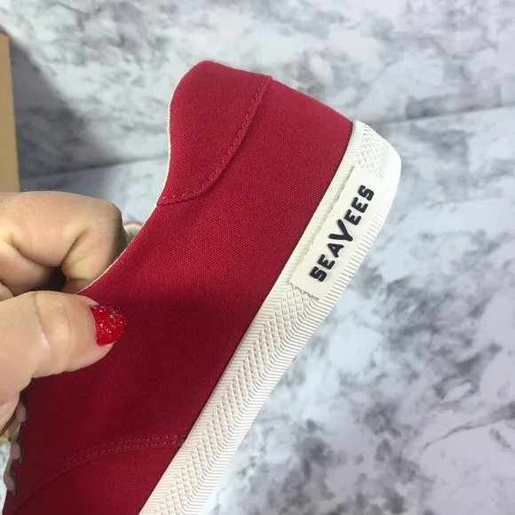 SeaVees Womens Shoes Palm Ave Sneakers  Plimsoll Size 9.5 Cherry Cotton Canvas - Picture 6 of 16